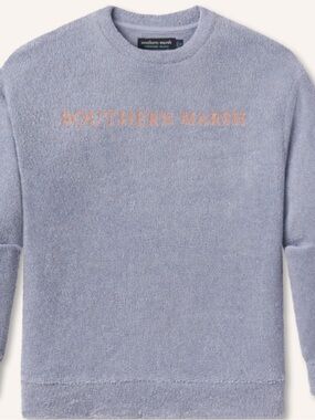 Southern Marsh Powder Blue Crewneck with Peach Logo